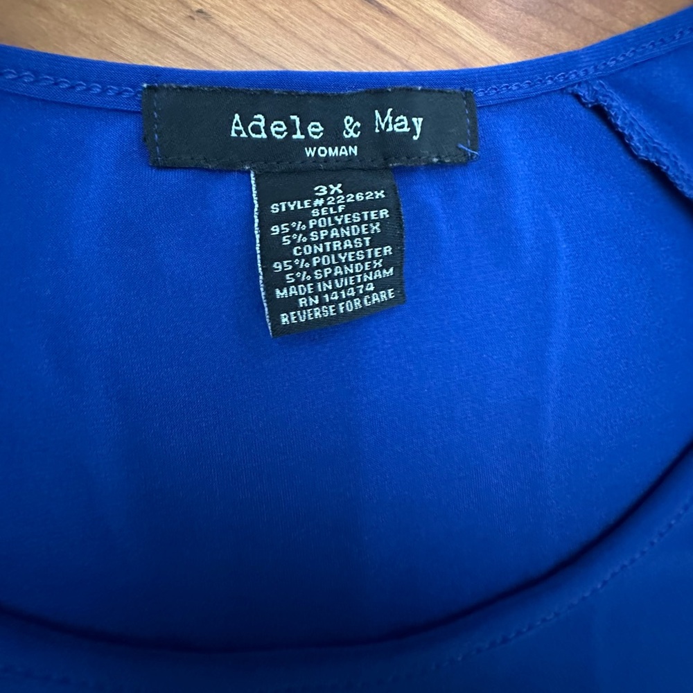 Size 3x blue knit top w/off shoulder , raglan inset. - Picture 7 of 8